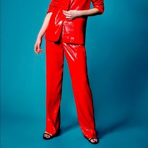 Zara’s bloggers favorite red sequin trousers. Size medium, perfect condition.